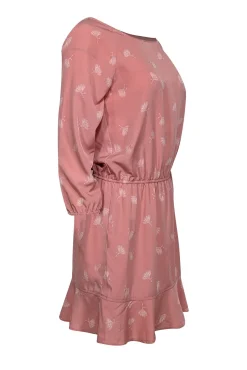 Joie - Pink Floral Bouquet Print Crop Sleeve Dress Sz S