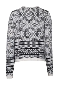 Joie - White & Black Print Knit Zipper Front Cardigan Sz M