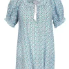 Joie - White, Navy & Turquoise Silk Blouse Sz M