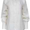 Joie - White Textured Long Sleeve Button-Up "Tariana" Blouse Sz 2