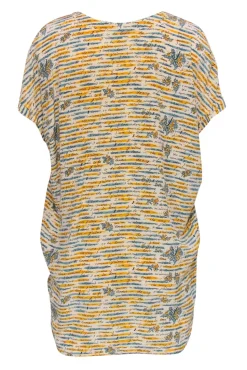 Joie - White, Yellow & Blue Floral & French Text Print Silk Shift Dress Sz XS