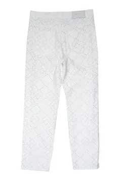 Jonathan Simkhai - White Eyelet Lace Jeans w/ Buttoned Sides Sz 2