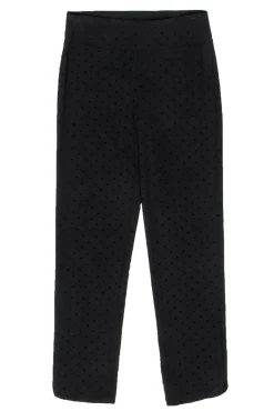 Joseph Ribkoff - Black Velvet Polka Dot High-Waist Straight Leg Trousers Sz 4