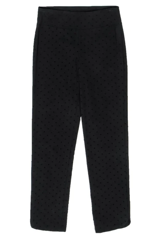 Joseph Ribkoff - Black Velvet Polka Dot High-Waist Straight Leg Trousers Sz 4
