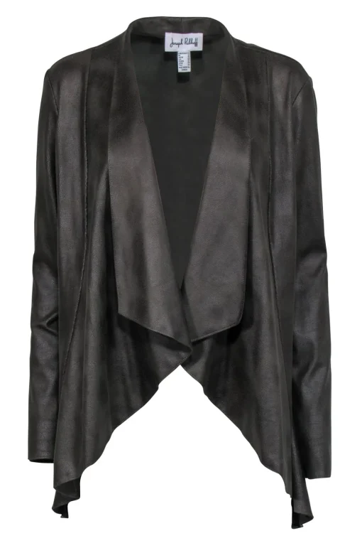 Joseph Ribkoff - Dark Green Asymmetrical Faux Leather Jacket Sz 12