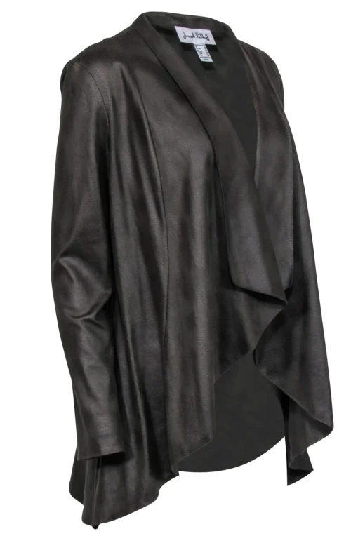 Joseph Ribkoff - Dark Green Asymmetrical Faux Leather Jacket Sz 12