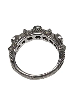 Judith Ripka - Sterling Silver Twist Rope Ring w/ Sapphire Stones Sz 7