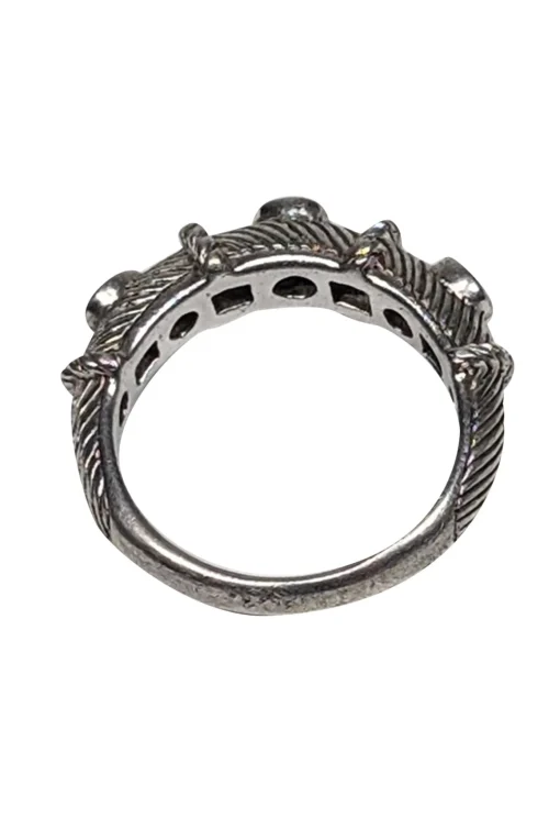 Judith Ripka - Sterling Silver Twist Rope Ring w/ Sapphire Stones Sz 7