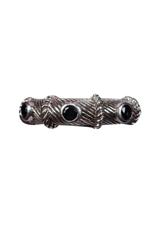 Judith Ripka - Sterling Silver Twist Rope Ring w/ Sapphire Stones Sz 7