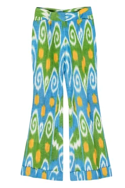 Jules Reid - Blue, Green, & Yellow Abstract Print Silk Pants Sz 0