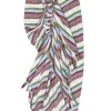 Just Be Queen - Ivory & Multicolor Striped Linen Blend Asymmetrical Skirt Sz XS