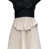 Karen Millen - Black & Beige Fit & Flare Dress w/ Ruffle Design Sz 4