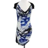 Karen Millen - Black & Blue Abstract Print Short Sleeve Dress Sz 6