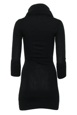 Karen Millen - Black, Grey, Pink & White Merino Wool Turtleneck Sweater Dress Sz XS