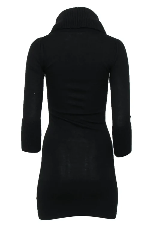 Karen Millen - Black, Grey, Pink & White Merino Wool Turtleneck Sweater Dress Sz XS