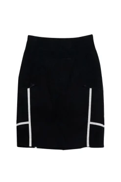 Karen Millen - Black Pencil Skirt w/ White Trim Sz 6