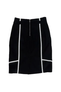 Karen Millen - Black Pencil Skirt w/ White Trim Sz 6