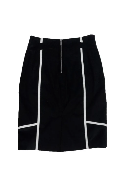 Karen Millen - Black Pencil Skirt w/ White Trim Sz 6