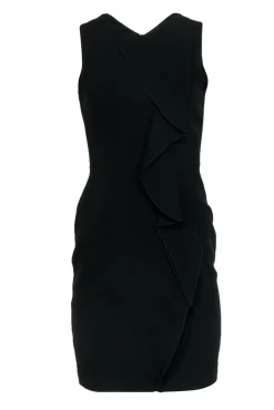 Karen Millen - Black Sheath Dress w/ Ruffle Front Sz 6
