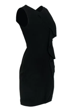 Karen Millen - Black Sheath Dress w/ Ruffle Front Sz 6