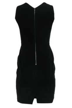 Karen Millen - Black Sheath Dress w/ Ruffle Front Sz 6