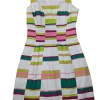 Karen Millen - Ivory, Pink, & Green Stripe Sleeveless Dress Sz 2