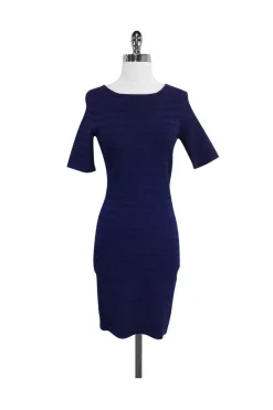Karen Millen - Navy Textured Bodycon Dress Sz 2