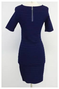 Karen Millen - Navy Textured Bodycon Dress Sz 2