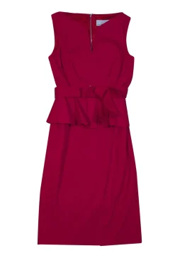 Karen Millen - Red Sleeveless Peplum Dress Sz 2