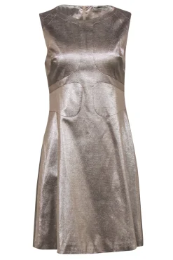 Karen Millen - Silver Metallic Sleeveless Cocktail Dress Sz 10