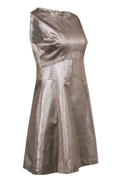Karen Millen - Silver Metallic Sleeveless Cocktail Dress Sz 10