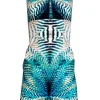 Karen Millen - Turquoise & White Cotton Dress Sz 2