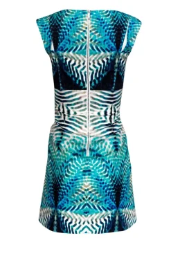 Karen Millen - Turquoise & White Cotton Dress Sz 2