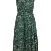 Karina Grimaldi - Green Leopard Print Tiered Maxi Dress Sz M
