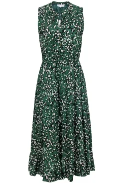 Karina Grimaldi - Green Leopard Print Tiered Maxi Dress Sz M
