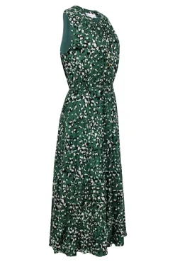 Karina Grimaldi - Green Leopard Print Tiered Maxi Dress Sz M