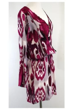 Karina Grimaldi - Magenta Print Long Sleeve Dress Sz XS
