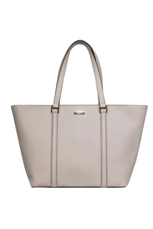 Kate Spade - Beige Textured Large Zippered Tote Bag