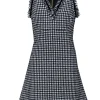 Kate Spade - Black & White Houndstooth Sparkly Tweed Dress Sz 6