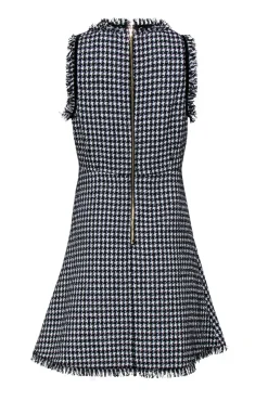 Kate Spade - Black & White Houndstooth Sparkly Tweed Dress Sz 6
