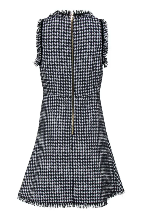 Kate Spade - Black & White Houndstooth Sparkly Tweed Dress Sz 6