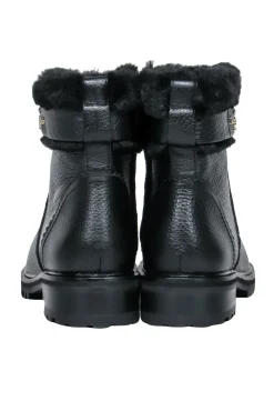 Kate Spade - Black Leather Faux Fur Trim Short Bot Sz 6.5