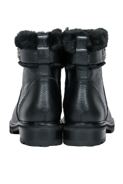 Kate Spade - Black Leather Faux Fur Trim Short Bot Sz 6.5