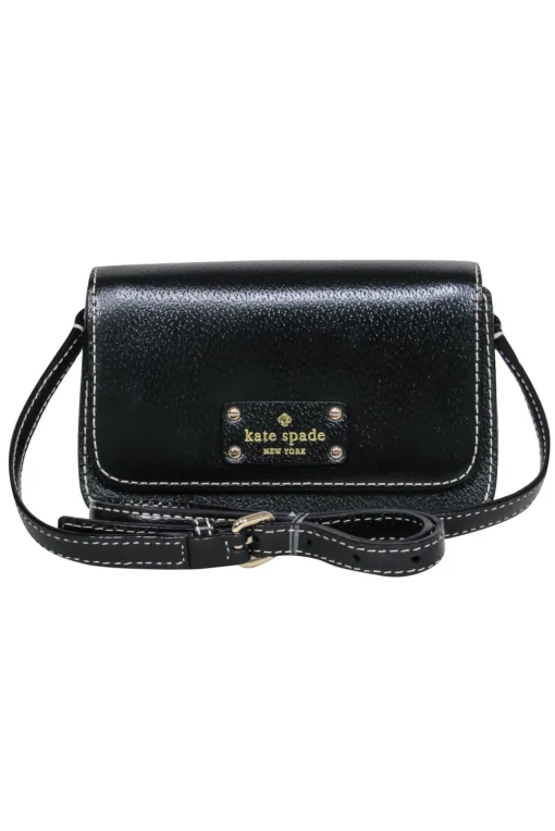 Kate Spade - Black Mini Crossbody w/ Cream Stitching Detail
