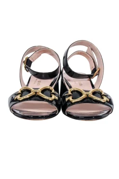 Kate Spade - Black Patent Leather Open Toe Block Heel Sz 6