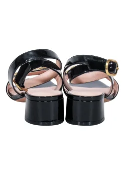 Kate Spade - Black Patent Leather Open Toe Block Heel Sz 6