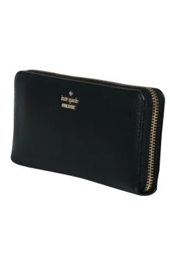 Kate Spade - Black Pebbled Leather Zip-Around Wallet