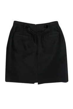 Kate Spade - Black Pencil Skirt w/ Front Chain Sz 4
