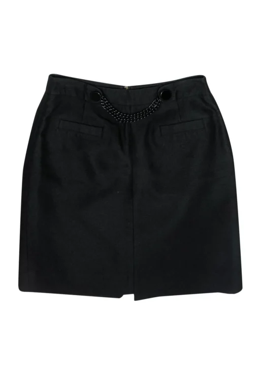 Kate Spade - Black Pencil Skirt w/ Front Chain Sz 4