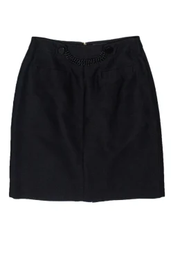 Kate Spade - Black Pencil Skirt w/ Chain Detail Sz 6